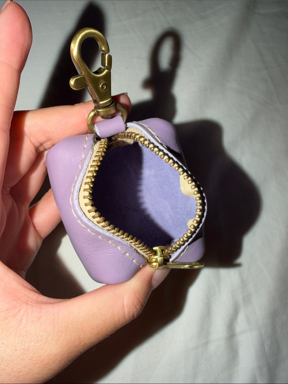 Portland Leather Goods Lavender Key Pouch with Gold tone Hardware - Picture 3 of 3